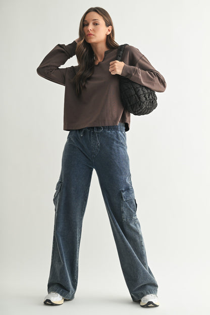  Melanie Notch Neck Top, Espresso