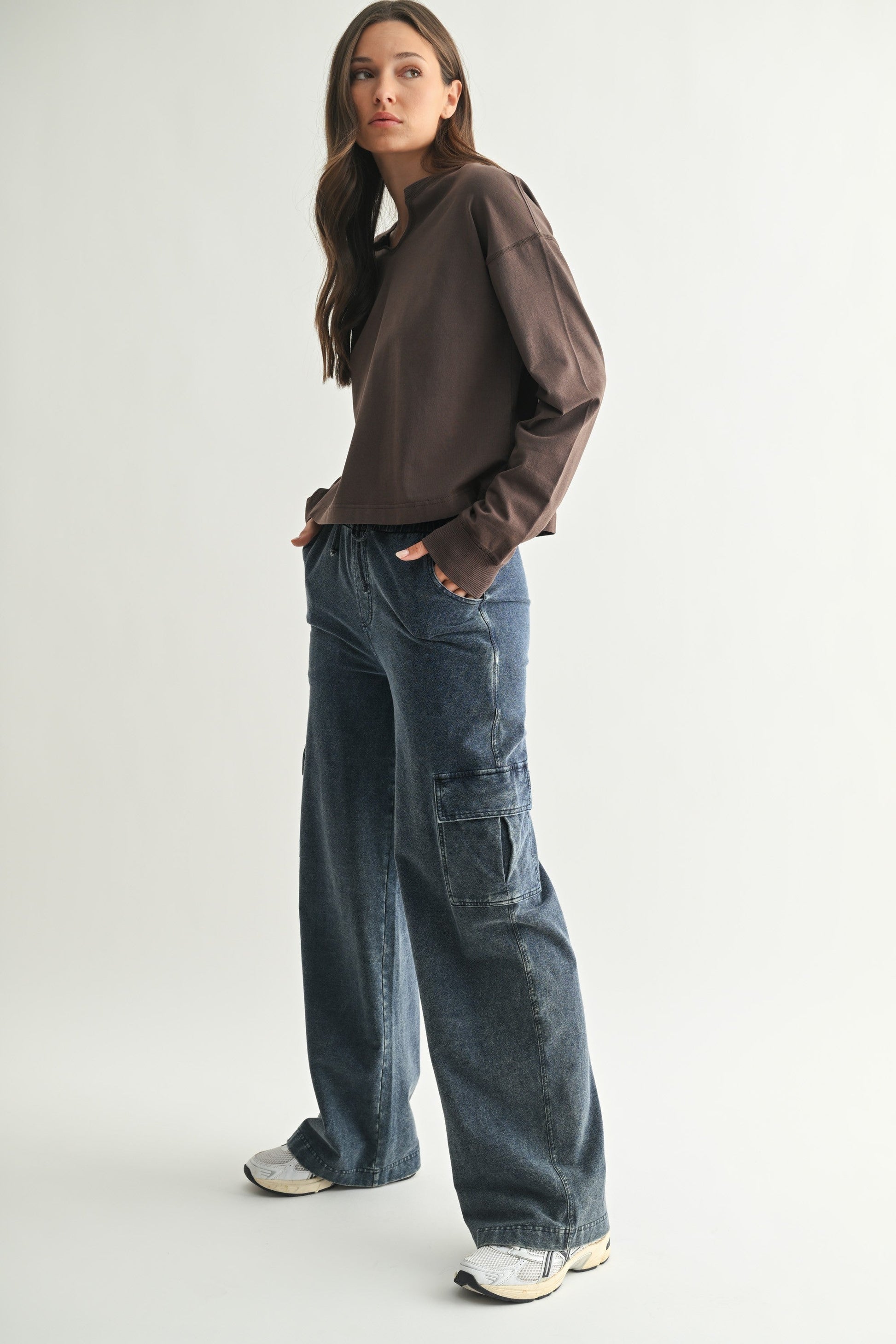 Melanie Notch Neck Top, Espresso