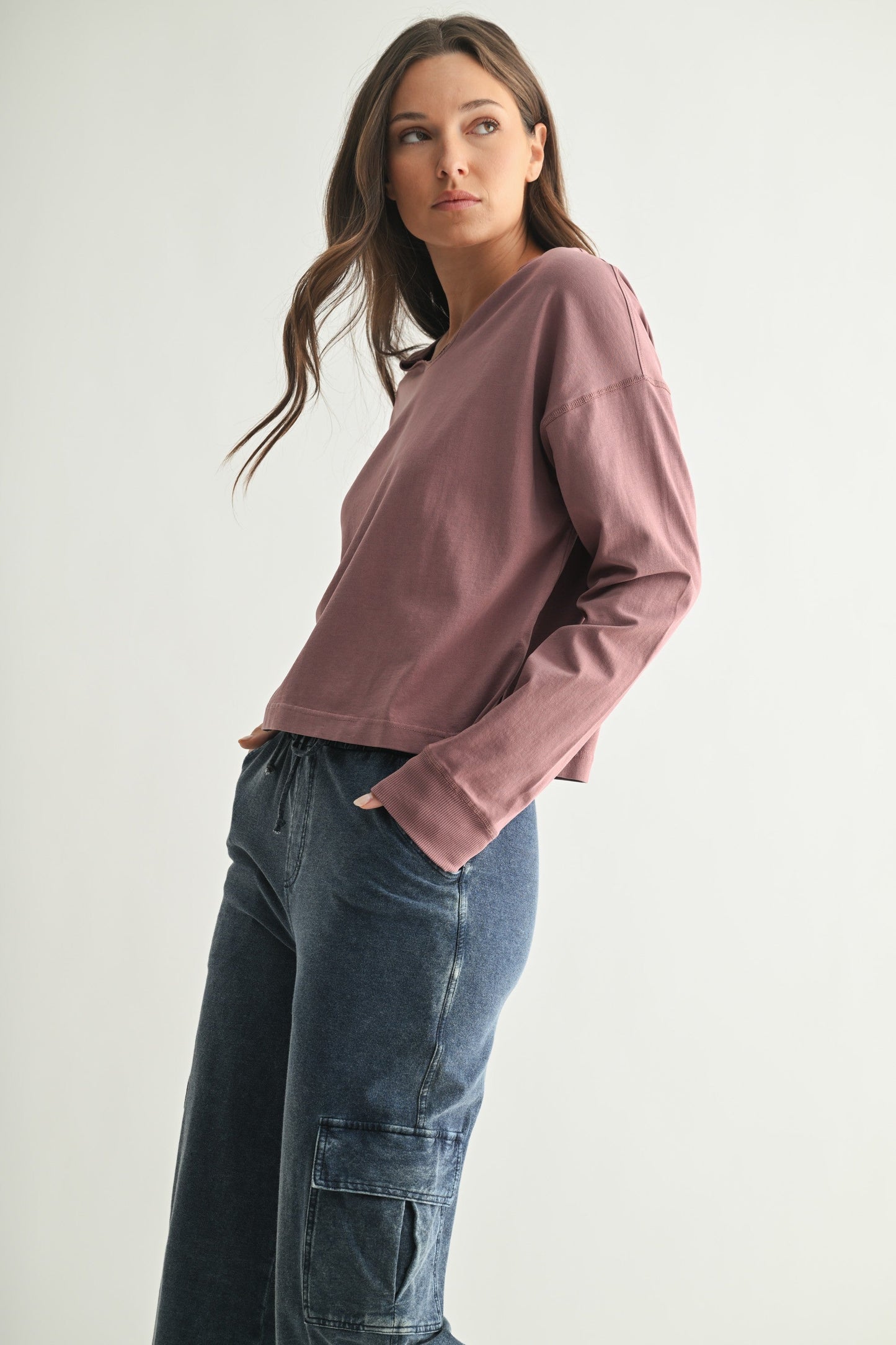  Melanie Notch Neck Top, Rose Taupe