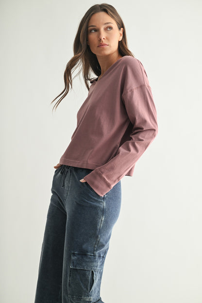  Melanie Notch Neck Top, Rose Taupe