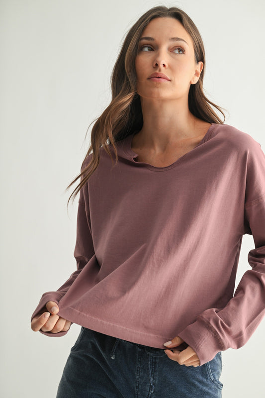  Melanie Notch Neck Top, Rose Taupe