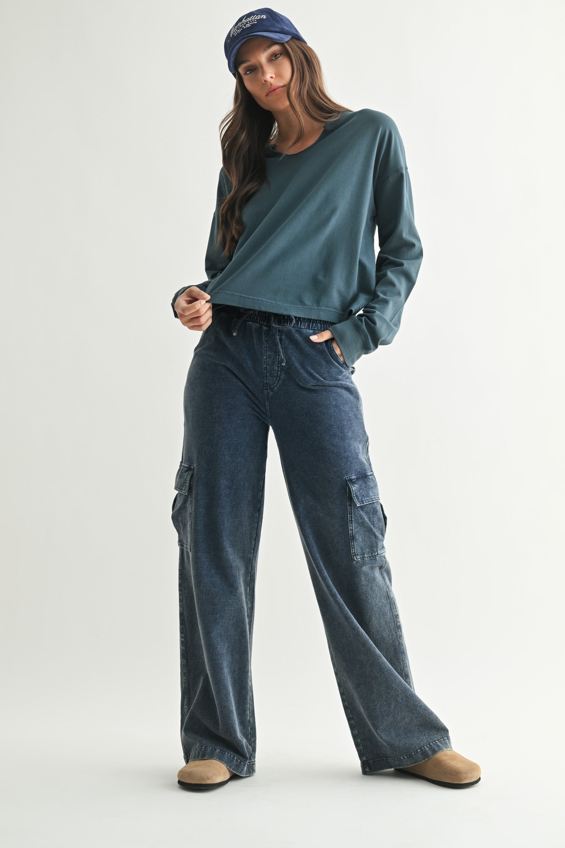  Melanie Notch Neck Top, Midnight Navy