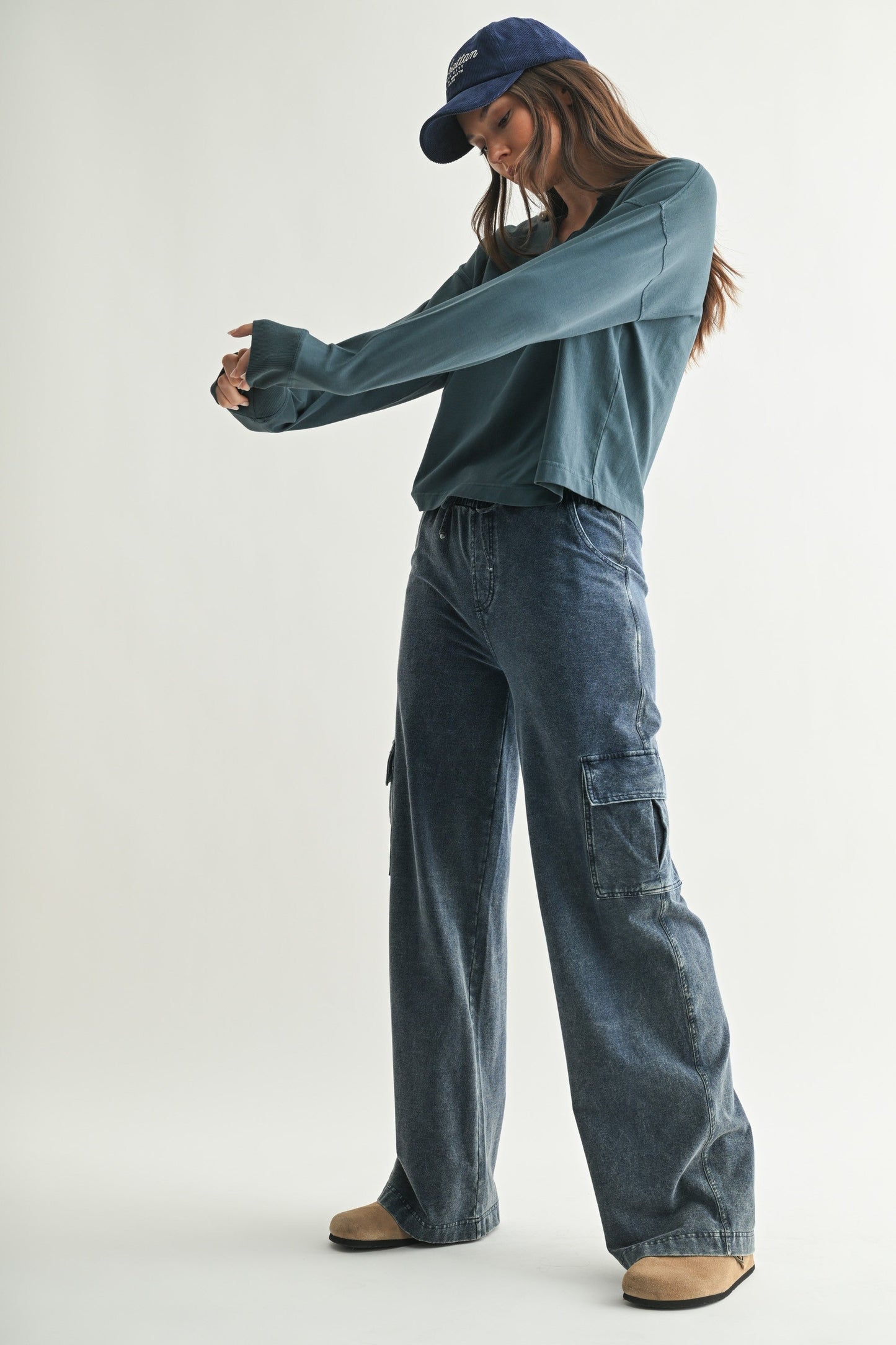 Melanie Notch Neck Top, Midnight Navy