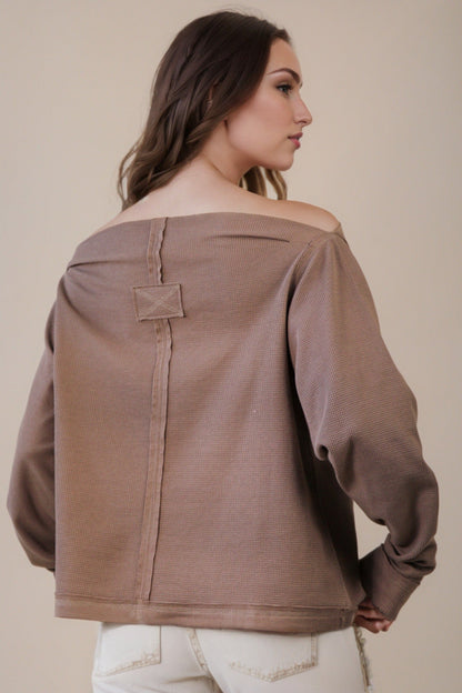  Candace Off The Shoulder Knit Top, Mocha