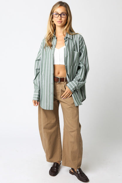  Cordelia Striped Shirt, Olive
