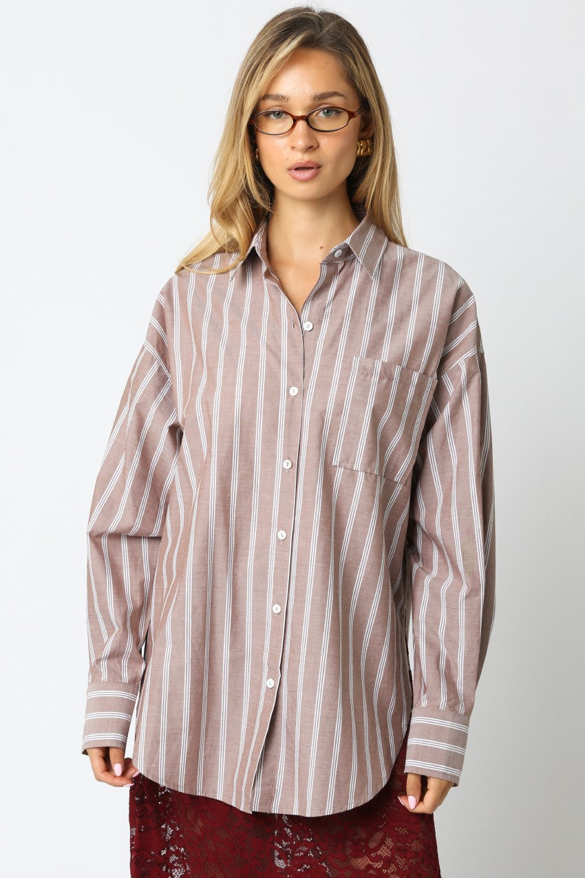  Cordelia Striped Shirt, Brown