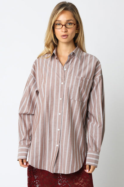  Cordelia Striped Shirt, Brown