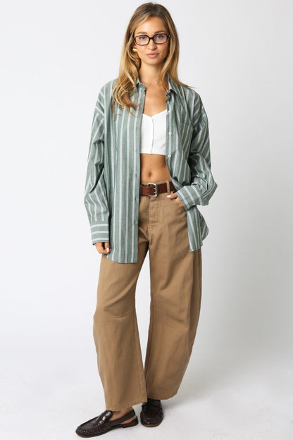  Cordelia Striped Shirt, Olive