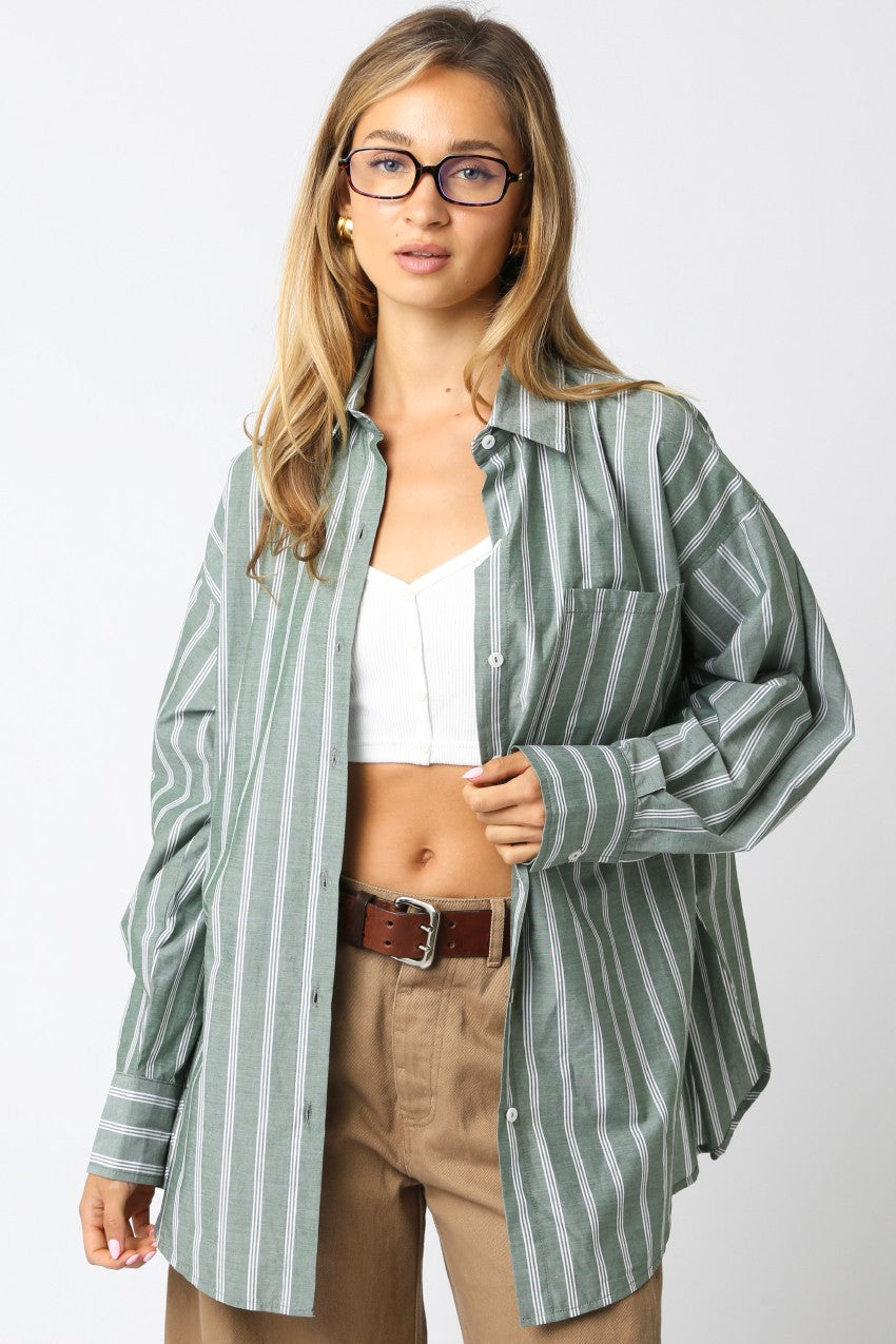  Cordelia Striped Shirt, Olive