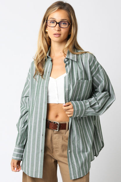  Cordelia Striped Shirt, Olive