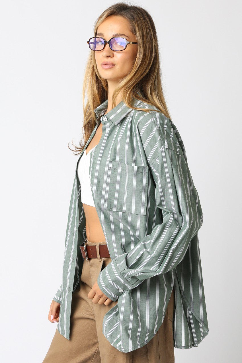  Cordelia Striped Shirt, Olive