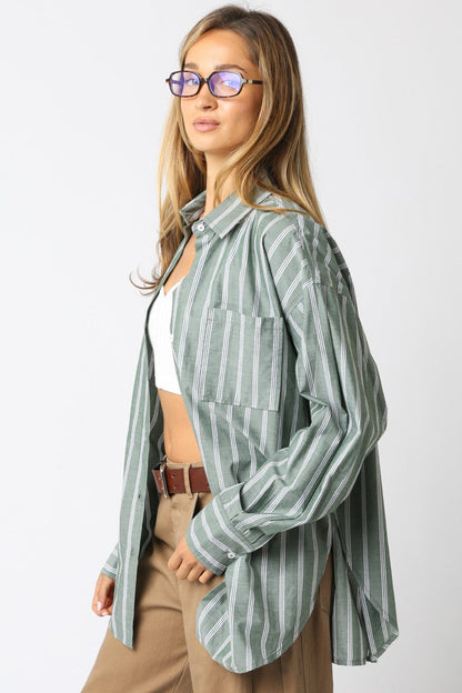  Cordelia Striped Shirt, Olive