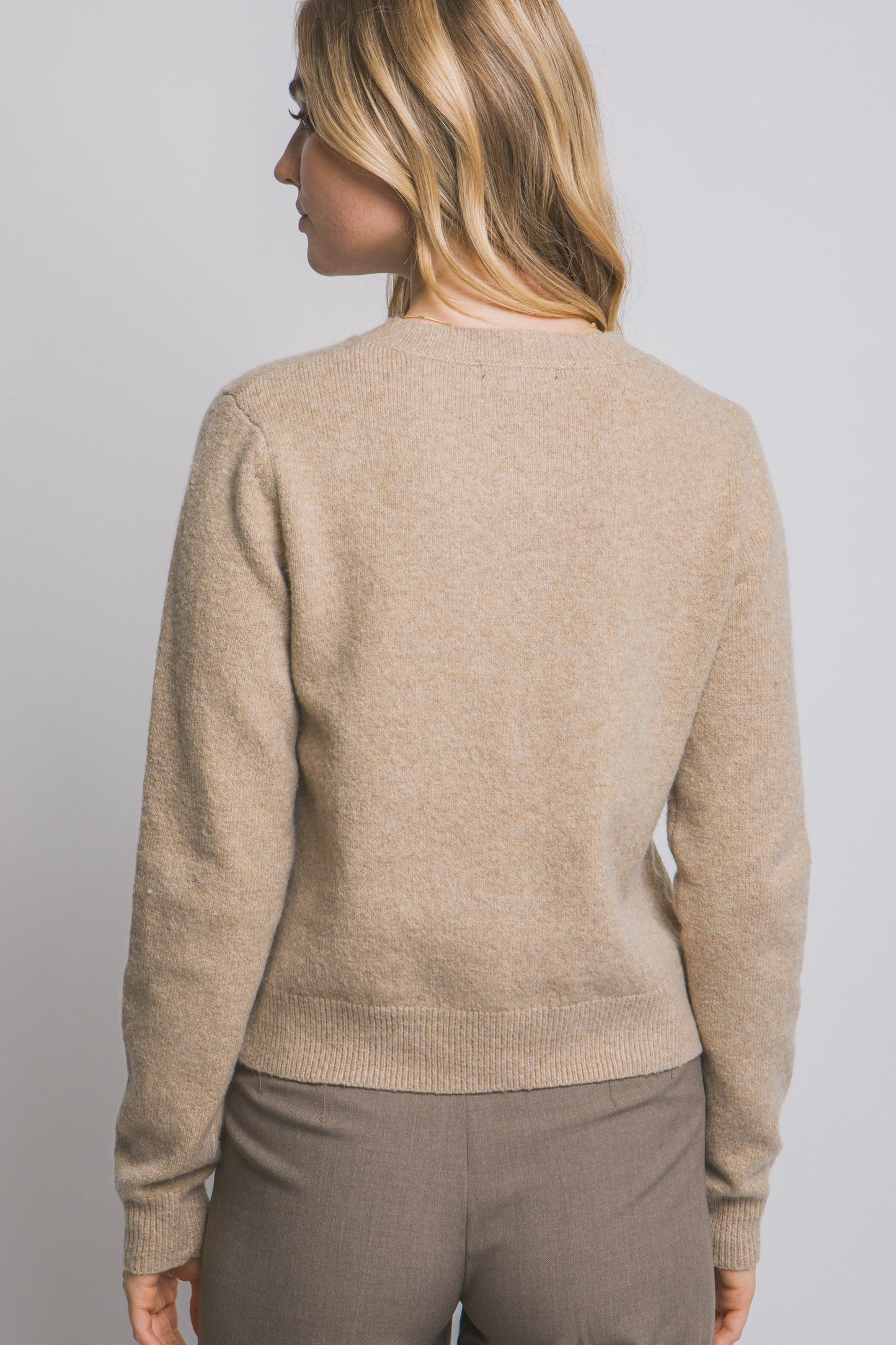  Maria Round Neck Cardigan, Khaki