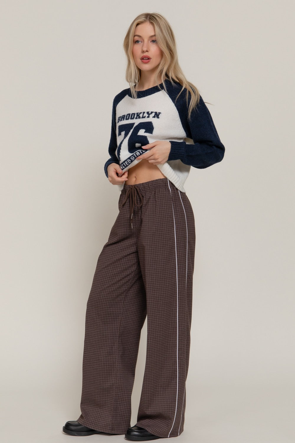  Calloway Check Woven Pants, Chocolate