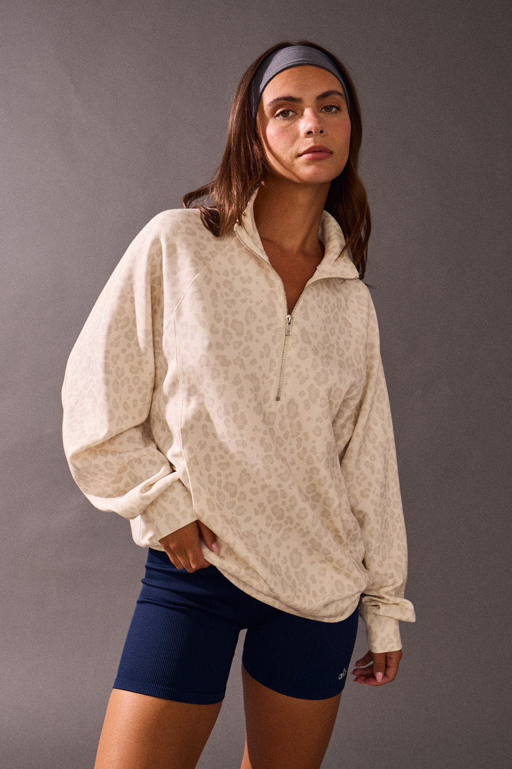  Annie Quarter Zip Pullover, Leopard