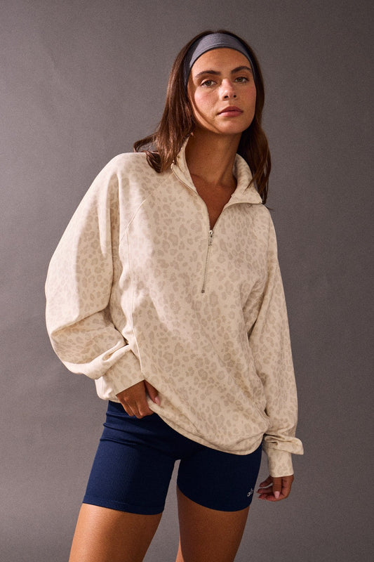  Annie Quarter Zip Pullover, Leopard