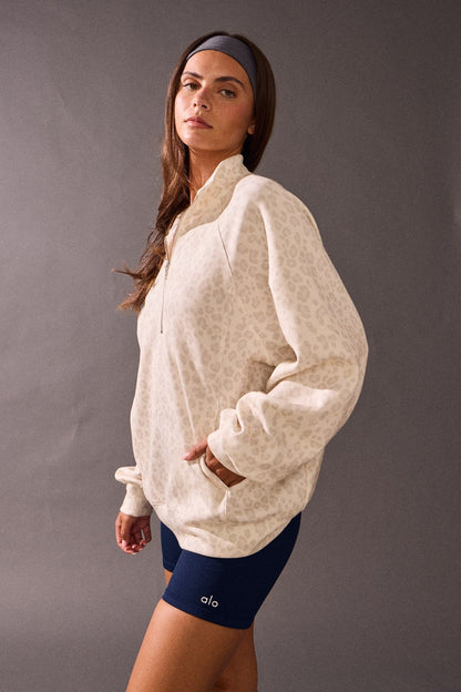  Annie Quarter Zip Pullover, Leopard