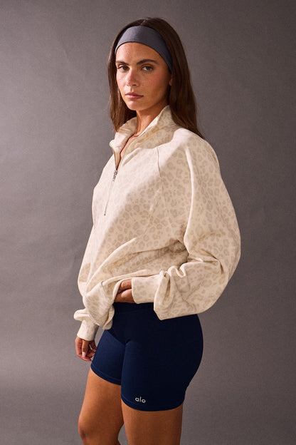  Annie Quarter Zip Pullover, Leopard