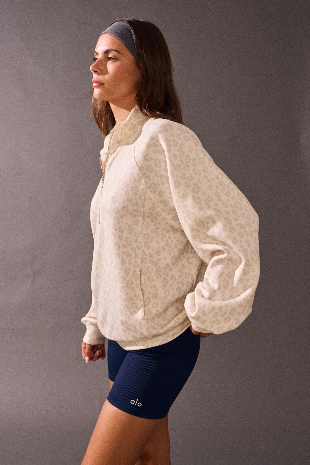  Annie Quarter Zip Pullover, Leopard