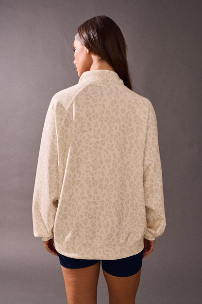  Annie Quarter Zip Pullover, Leopard