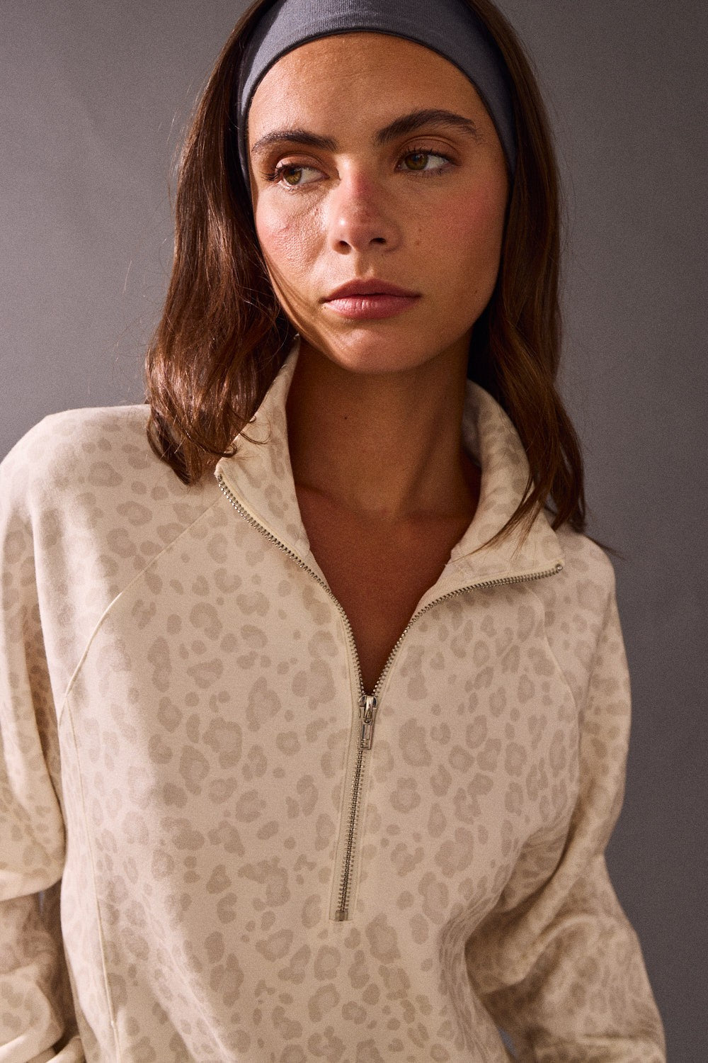  Annie Quarter Zip Pullover, Leopard