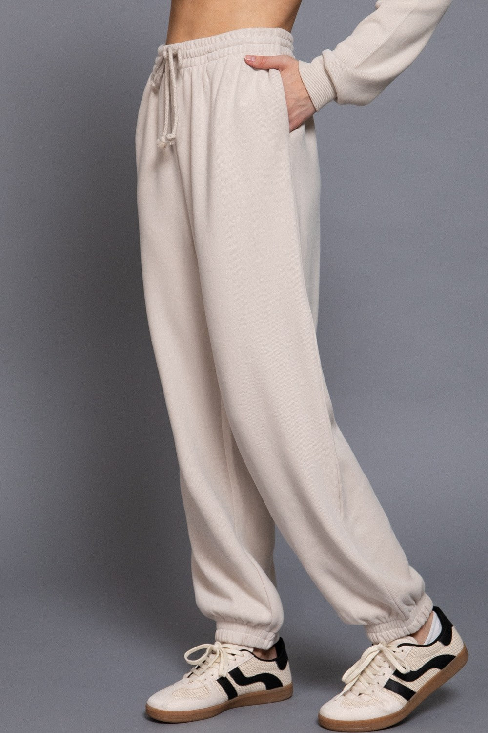  Elisa Soft Jogger Pants, Beige