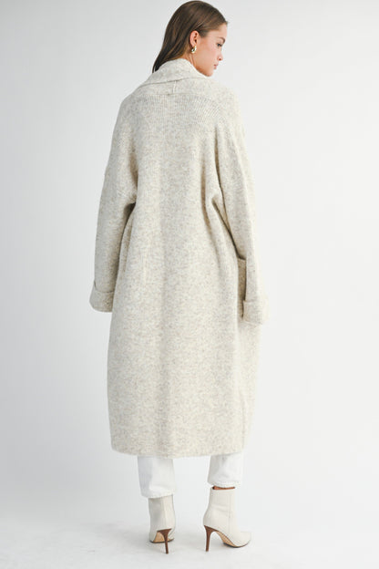 Cadence Long Knit Cardigan, Light Taupe