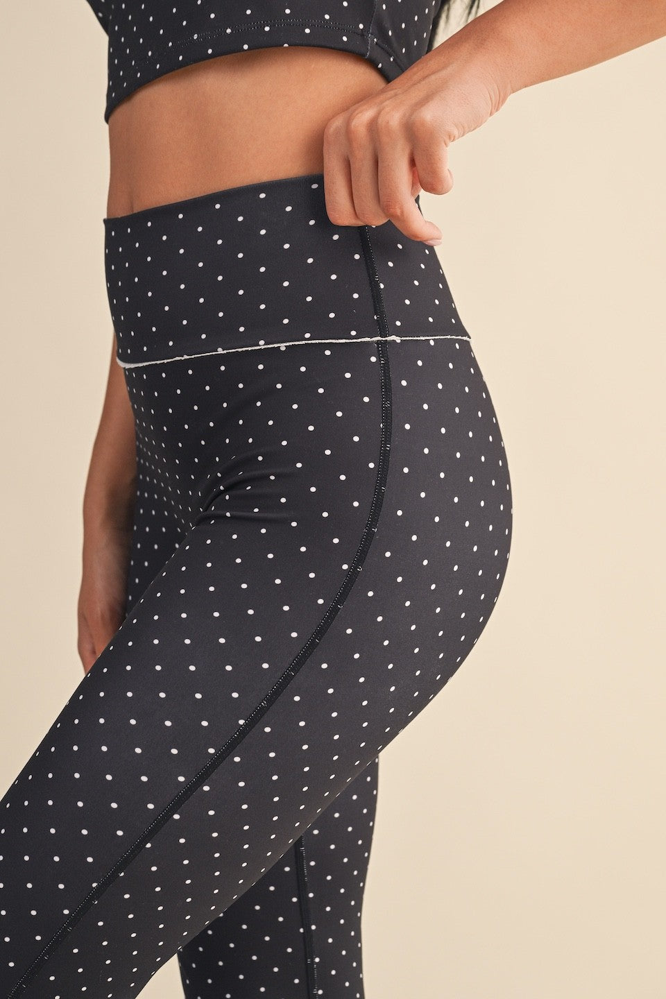  Sally Printed Flare Pants, Black Polka Dot