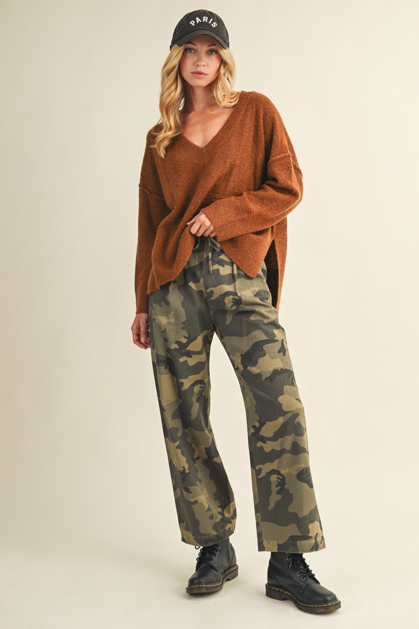  Rosalia Front Tie Woven Pant, Camo
