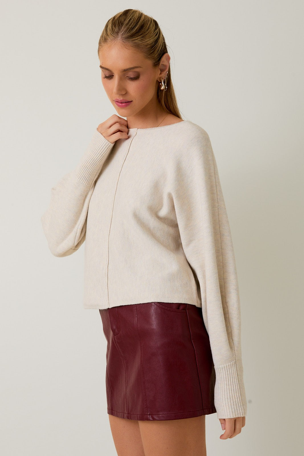  Emersyn Seam Front Sweater, Cream