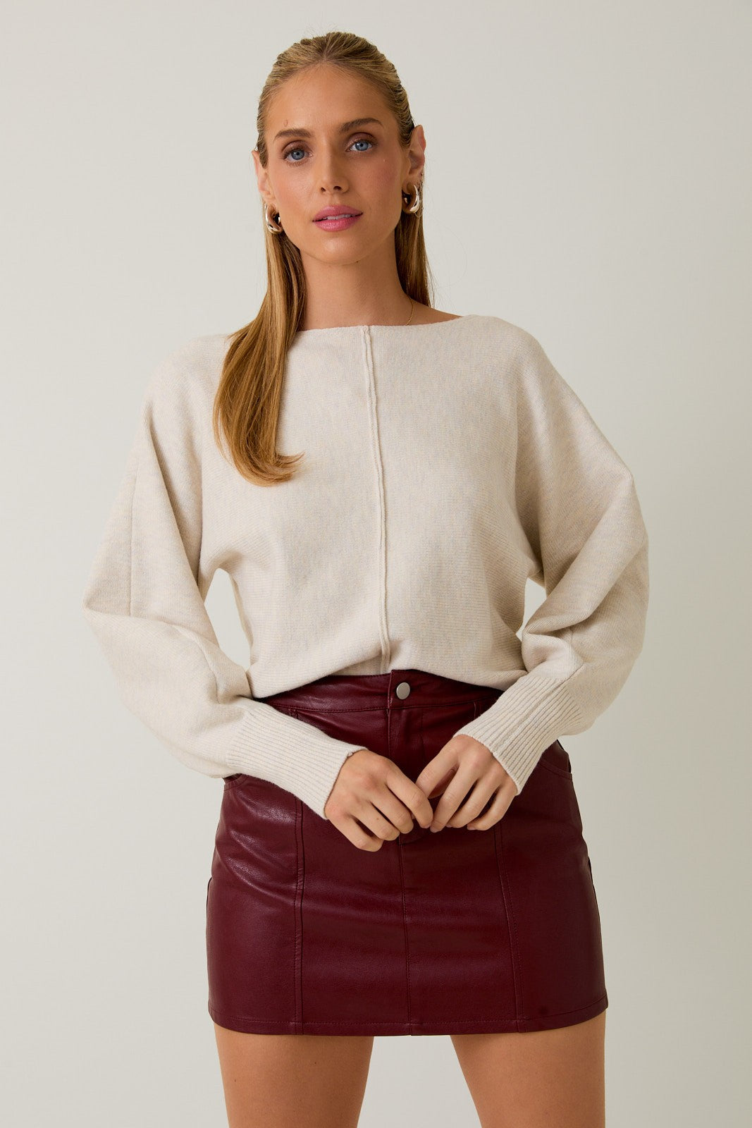  Emersyn Seam Front Sweater, Cream