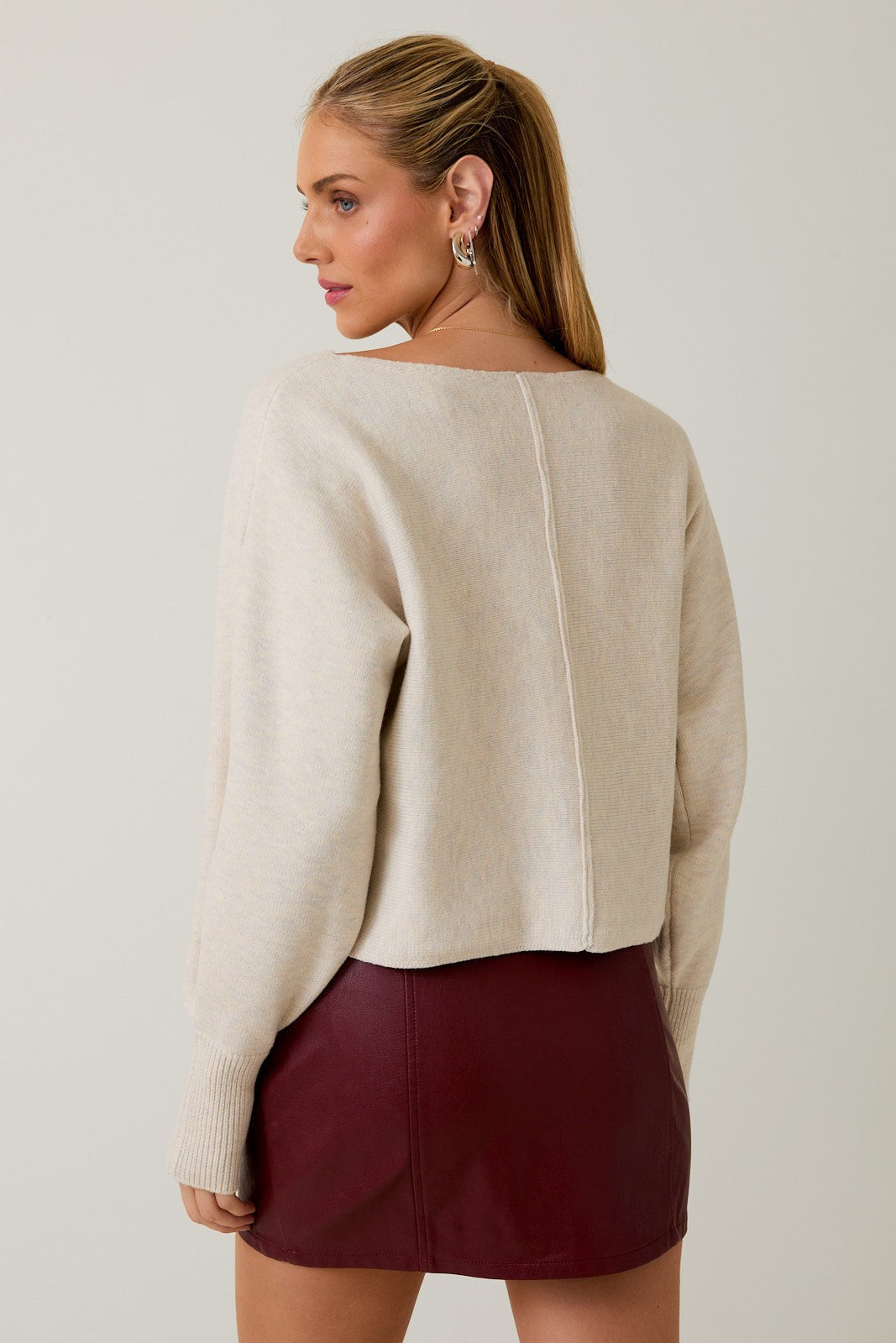  Emersyn Seam Front Sweater, Cream
