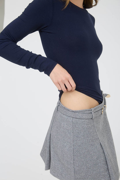  Nora Long Sleeve Bodysuit, Navy