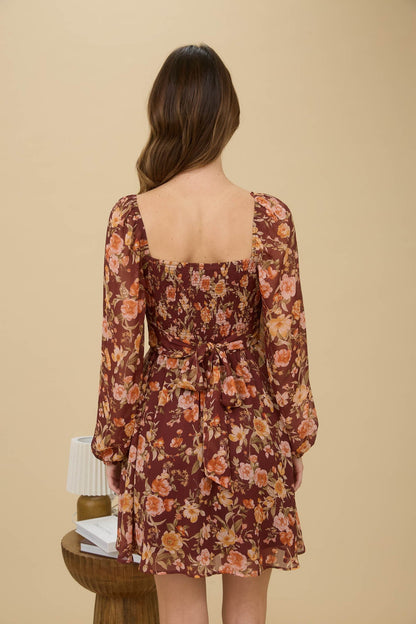  Ivy Sweetheart Neck Mini Dress, Burgundy Multi