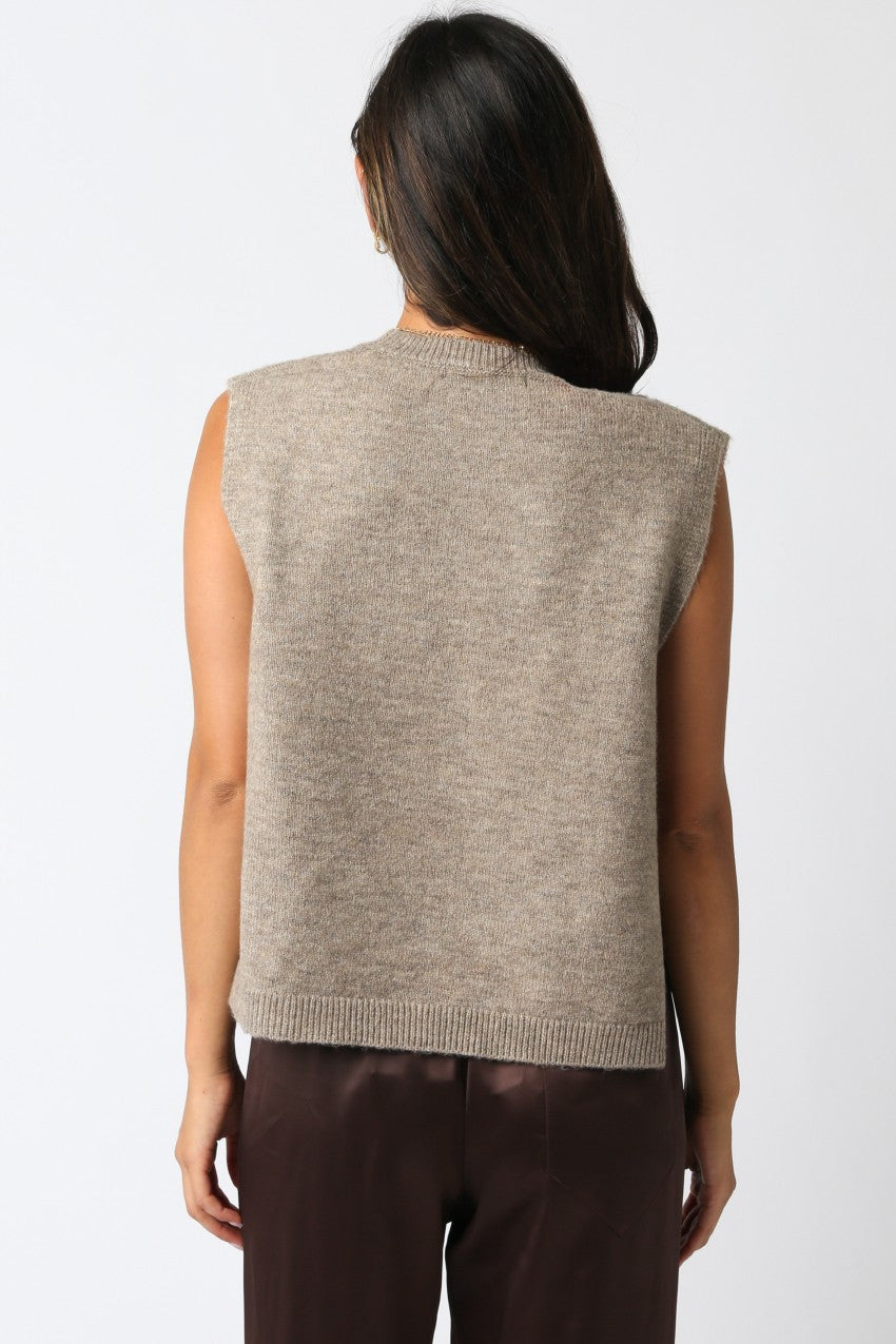  Sybil Side Tie Sweater Vest, Mocha Brown