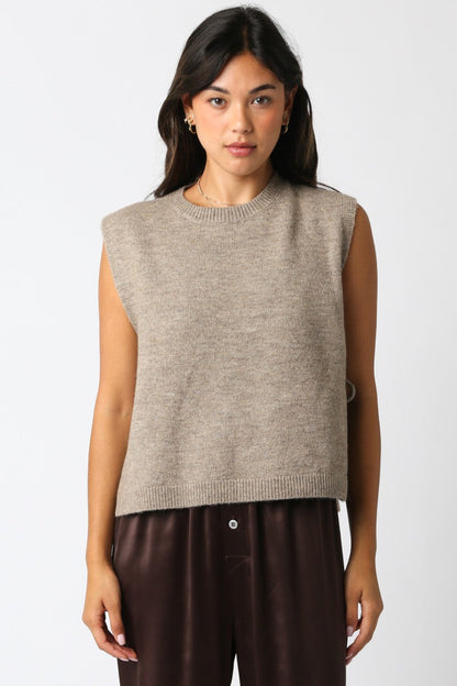  Sybil Side Tie Sweater Vest, Mocha Brown