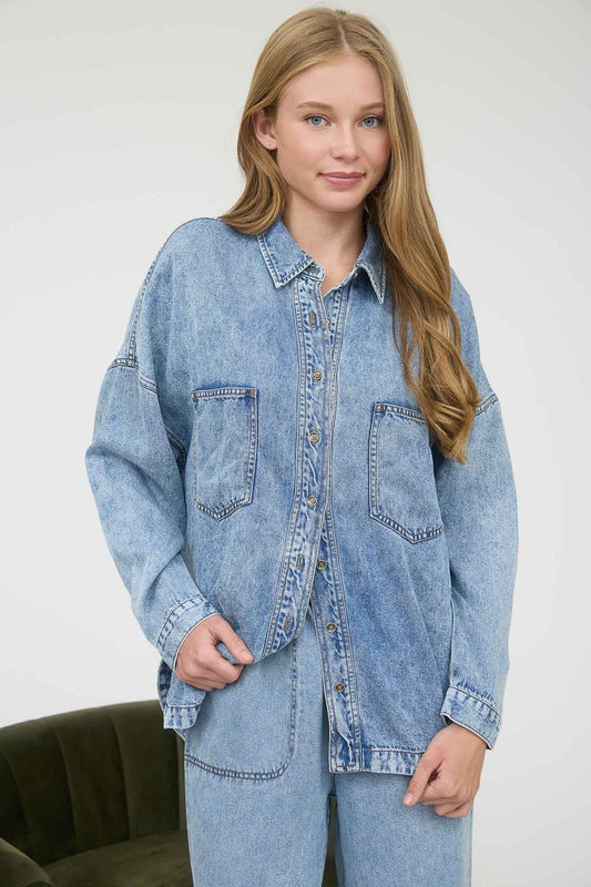  Luci Button Down Shirt, Chambray