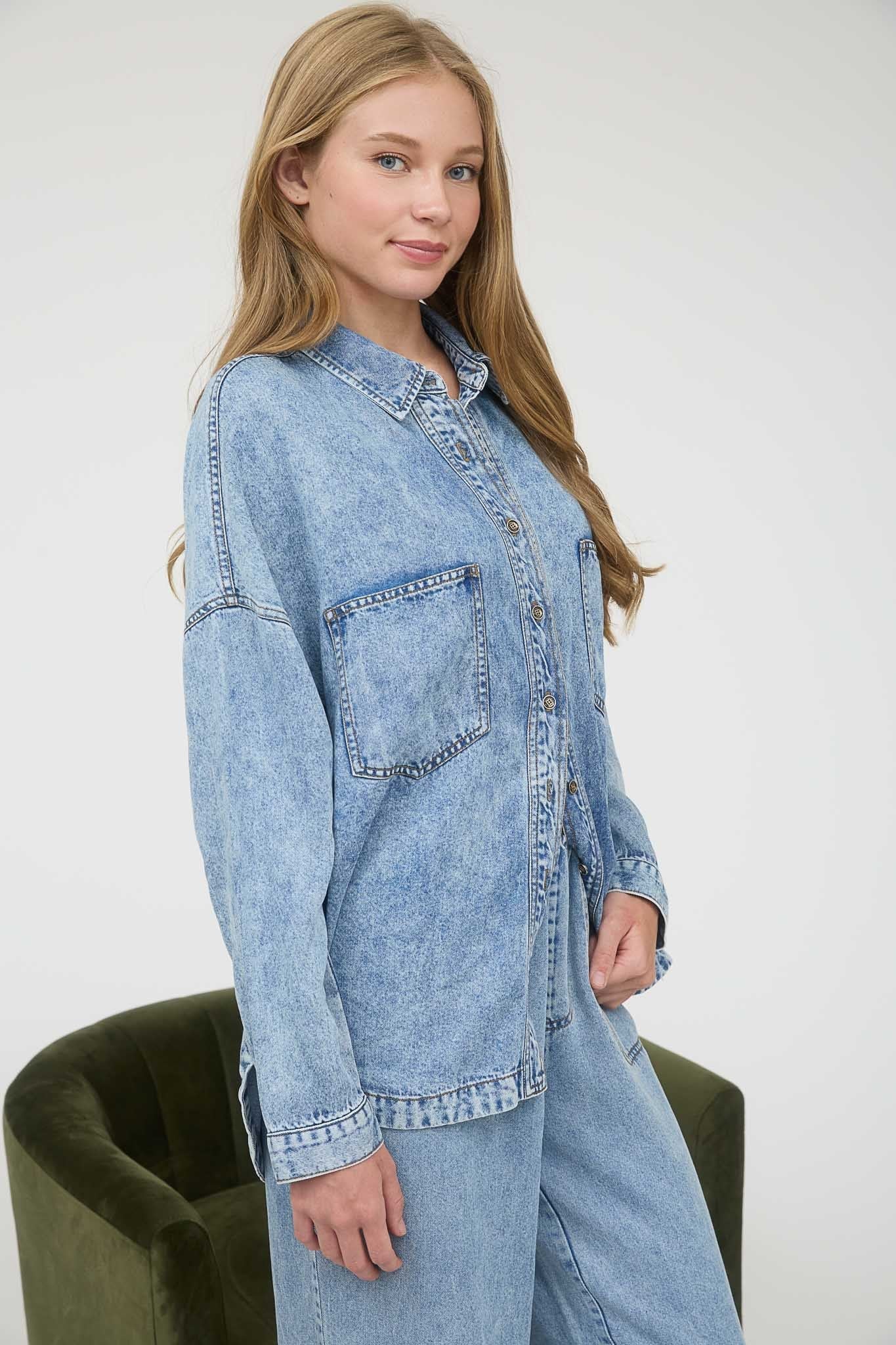 Luci Button Down Shirt, Chambray