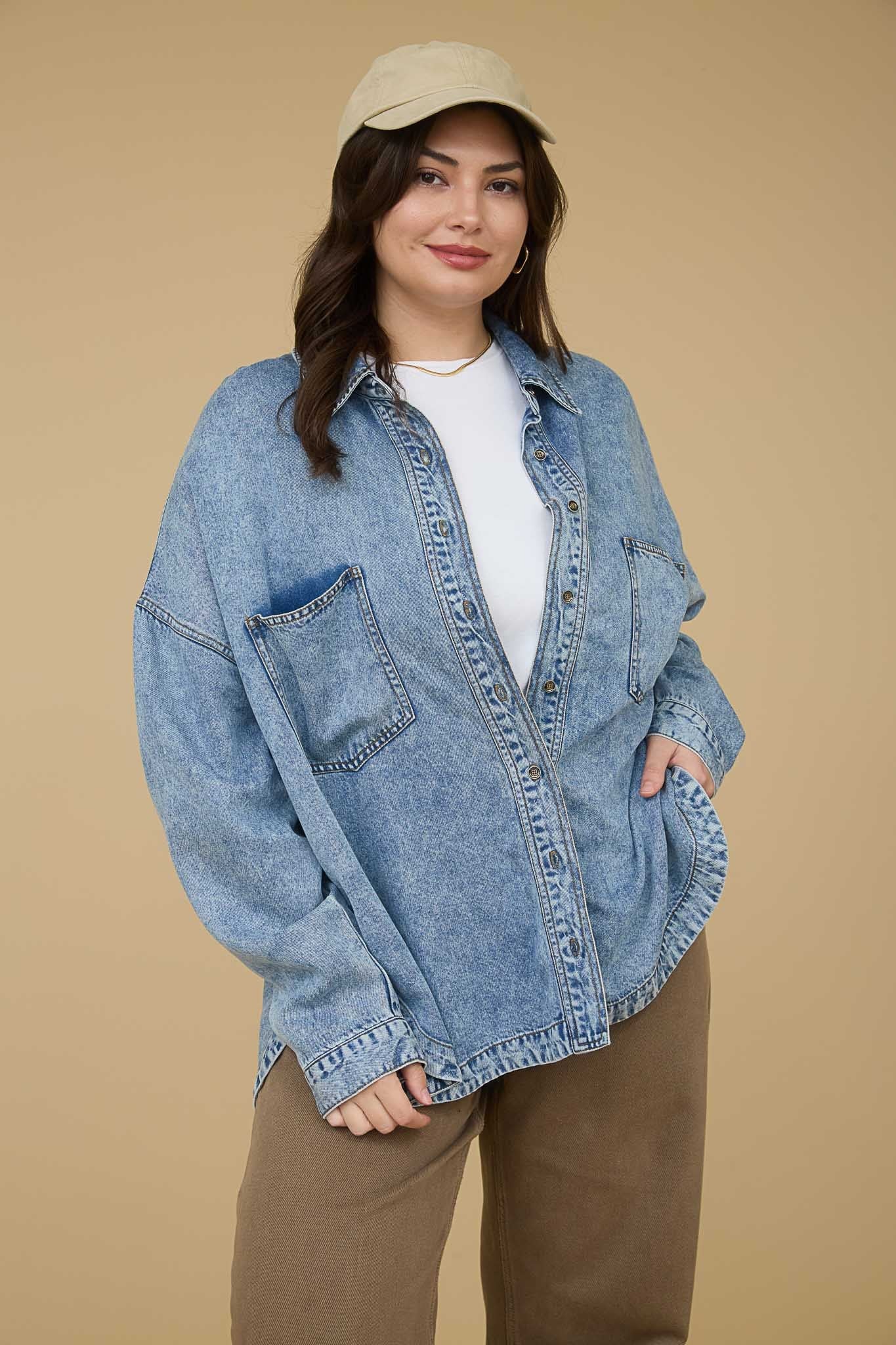  Luci Button Down Shirt, Chambray | Extended Sizes