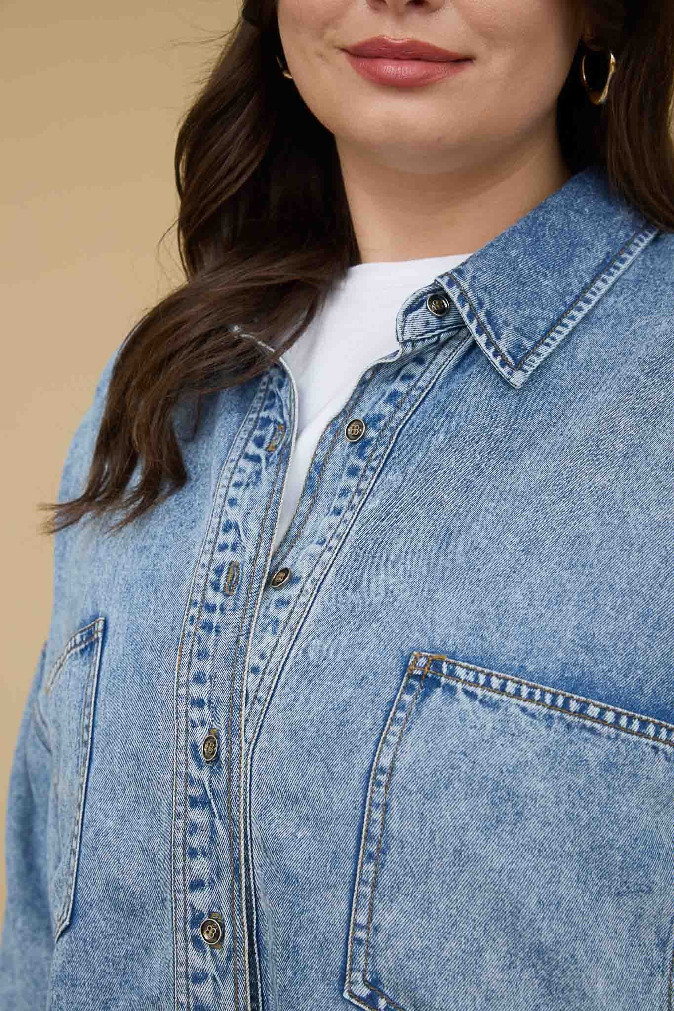  Luci Button Down Shirt, Chambray | Extended Sizes
