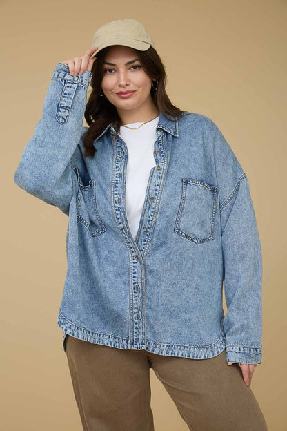  Luci Button Down Shirt, Chambray | Extended Sizes