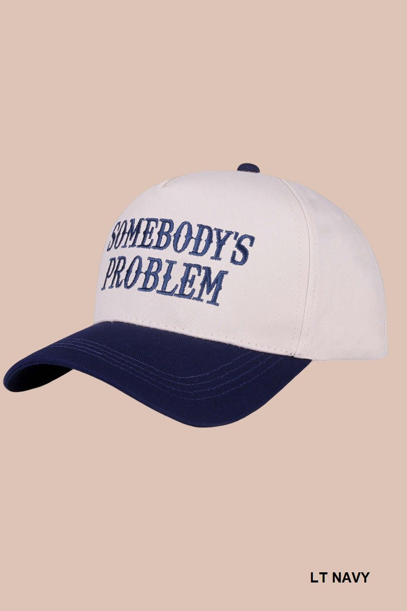  Somebody's Problem Two Tone Canvas Cotton Cap, Light Navy