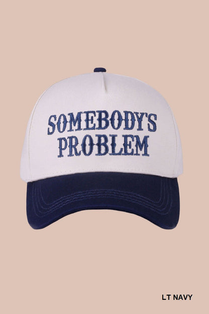  Somebody's Problem Two Tone Canvas Cotton Cap, Light Navy
