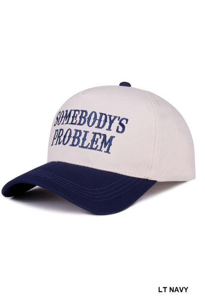  Somebody's Problem Two Tone Canvas Cotton Cap, Light Navy