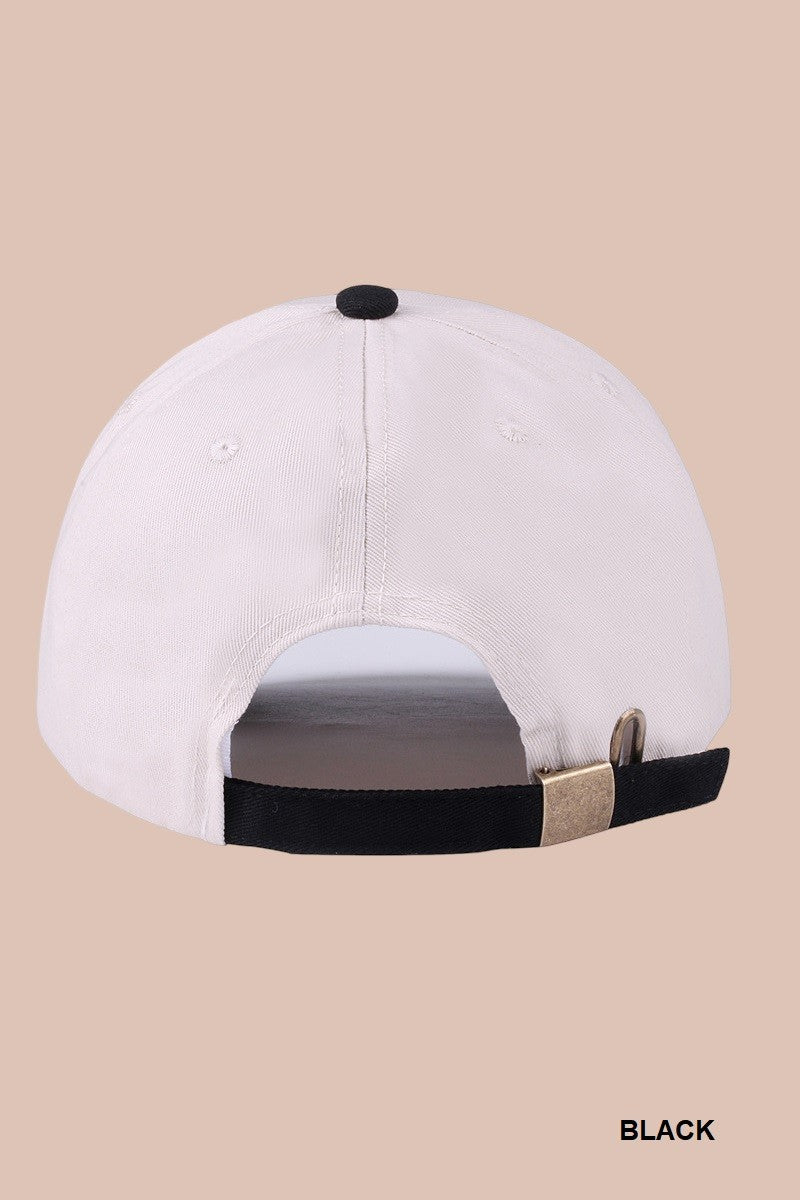  You're Better Off Two Tone Canvas Cotton Cap, Black