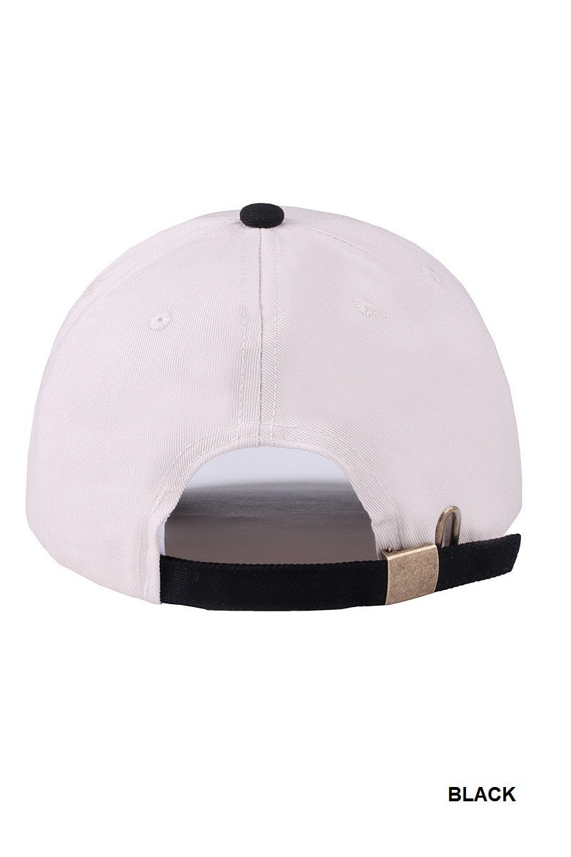  You're Better Off Two Tone Canvas Cotton Cap, Black