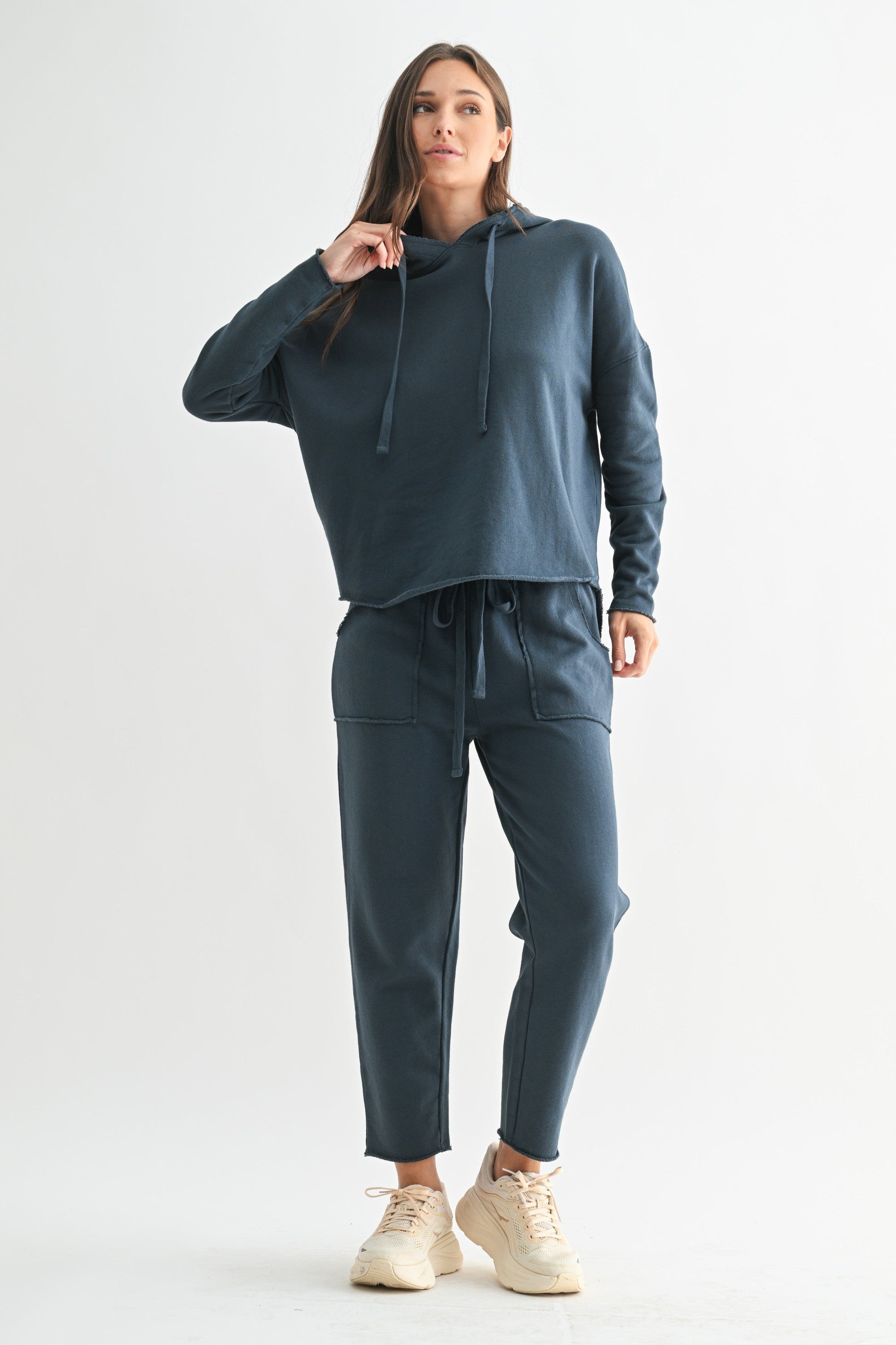  Myla Everyday Raw Edge Hoodie, Midnight Navy