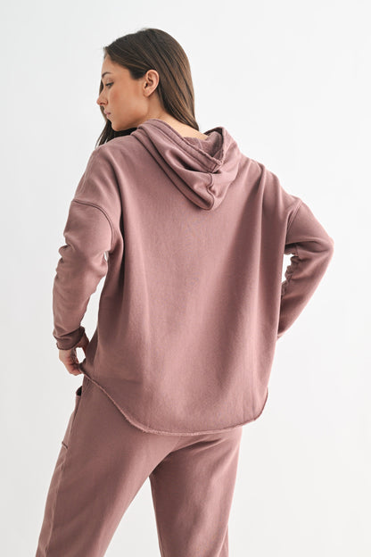  Myla Everyday Raw Edge Hoodie, Rose Taupe