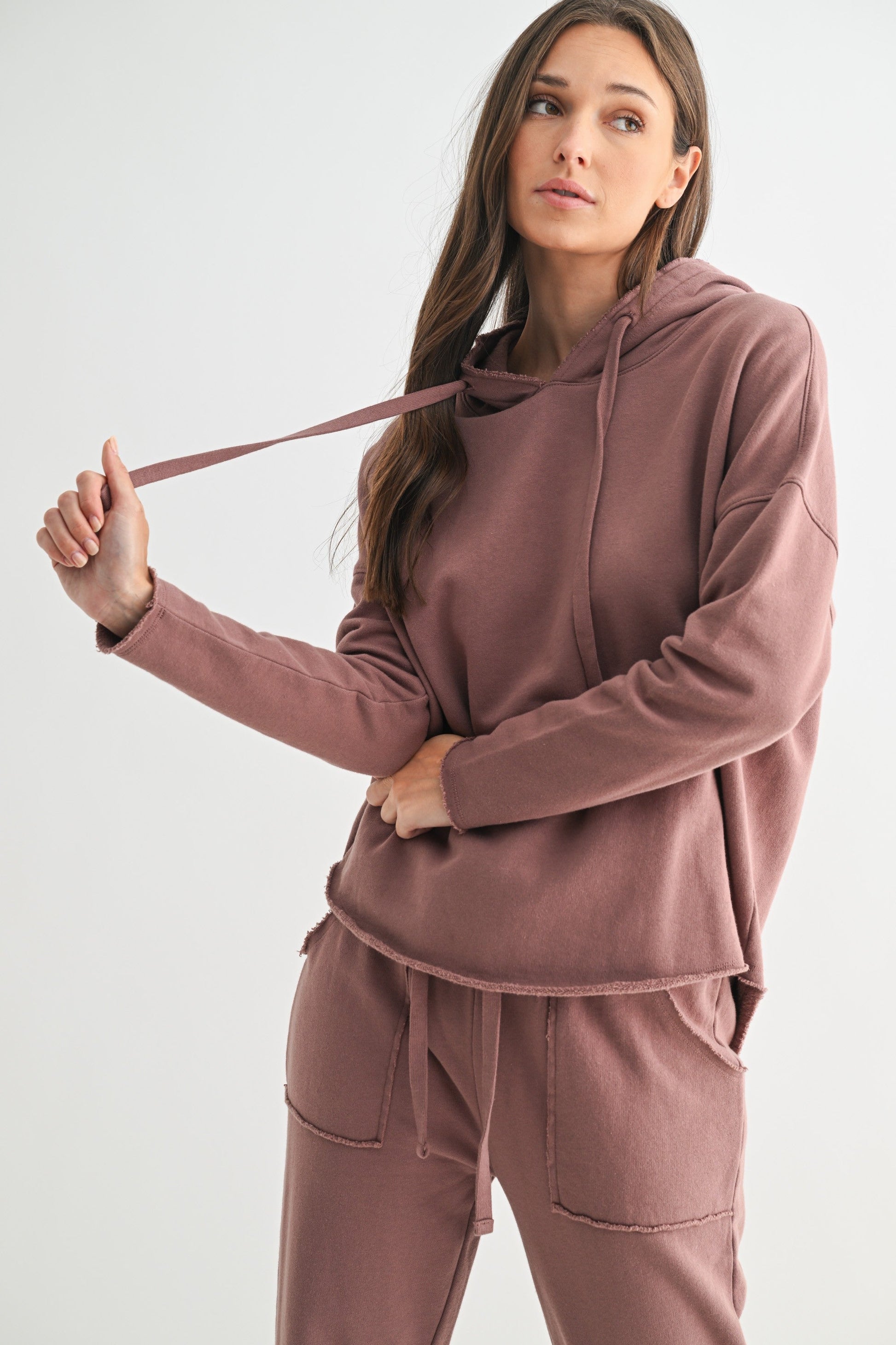  Myla Everyday Raw Edge Hoodie, Rose Taupe