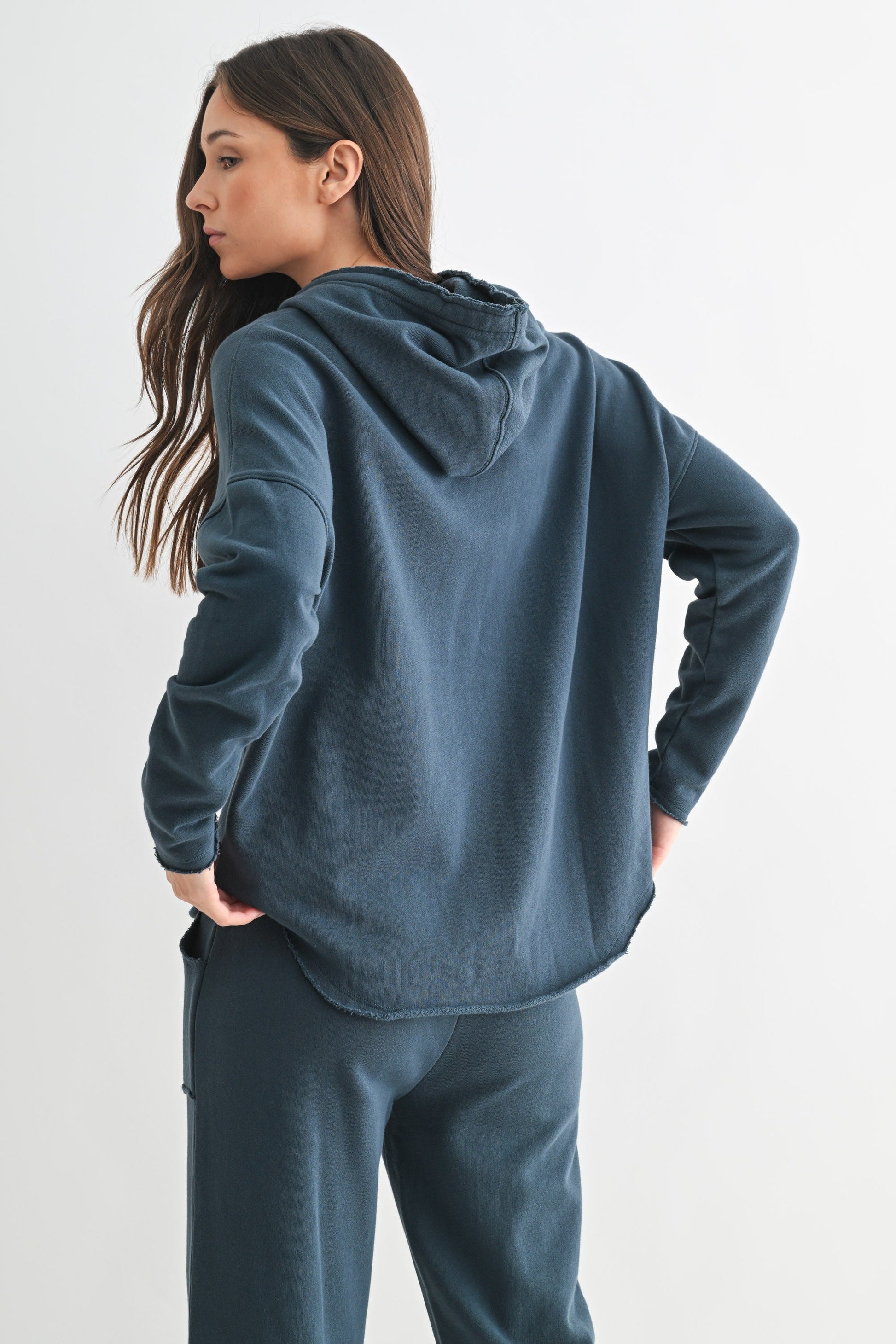  Myla Everyday Raw Edge Hoodie, Midnight Navy